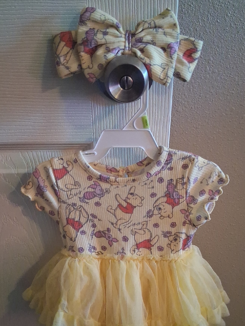 Yellow Winnie the Pooh Tulle Dress with Matching Bow